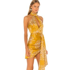 Camila Coelho Antonia Mini Dress in Gold Tropical